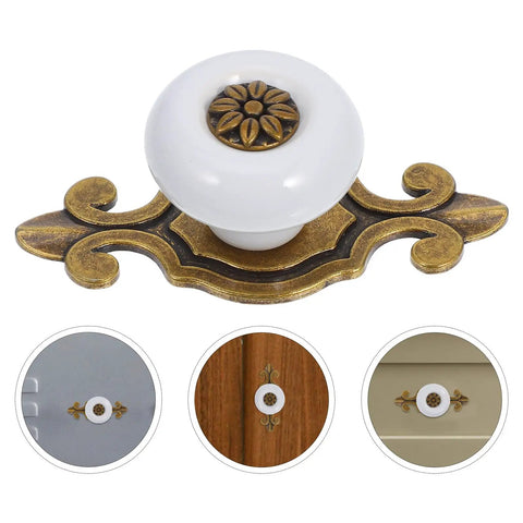 Dope Vintage Ceramic Cabinet Knobs With Antique Zinc Back Plate Retro Drawer Pulls for kitchen cabinets and dressers