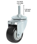 2 Inch Heavy Duty Stem Caster Wheels Set Of 4 With One Quarter Inch Twenty Threaded Swivel Casters