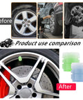 Before and after installation of Glow In The Dark Tire Valve Caps 8 Pack Blue And Green Universal Fit For Cars SUVs Trucks Motorcycles