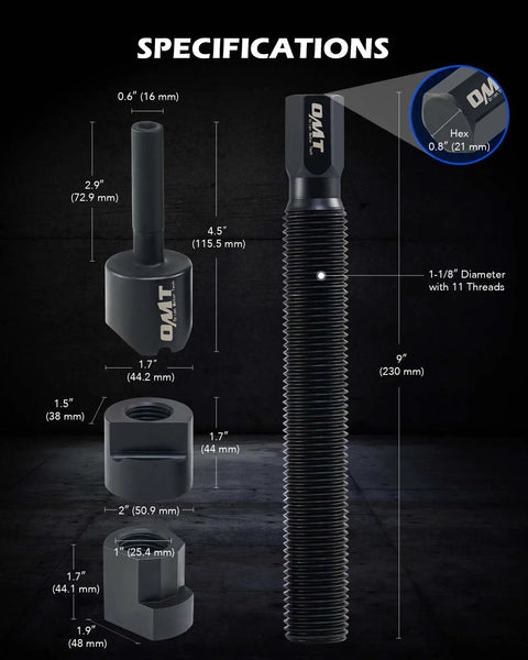Specifications of Dual Wheel Separator Tool Kit For Stuck Dually Wheels 4-Piece Wheel Hub Removal Set dimensions.