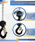High quality hook detail of Half Ton Manual Lever Chain Hoist With 1100 Lb Capacity, 10 Ft Lift, G80 Alloy Steel Chain
