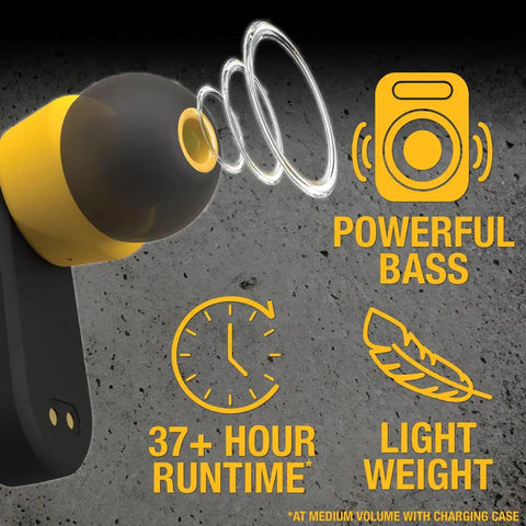 Heavy Duty True Wireless Ear Buds With Type C Charging Case, Bluetooth Headphones For iPhone, all day power up to 37 hours