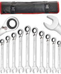 12 Piece Metric Ratchet Wrench Set with Two-Way Reversible 72-Tooth Heads, Cr-V Steel, Workhorse Storage Bag, 8mm to 19mm view