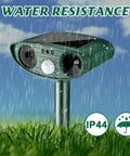 Ultrasonic Outdoor Animal Repellent Deterrent Solar Powered Waterproof Motion Sensor Two Pack Green For Yards Gardens And Lawns With No Nonsense Long Term Behavioral Training To Keep Pests And Wildlife At Bay, green IP44 unit