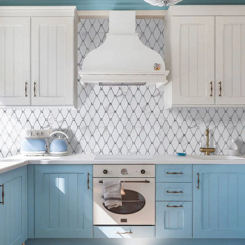 Calacatta Style Peel and Stick Backsplash Tiles 10 Sheets Self Adhesive Aluminum Composite Glass Mosaic for Kitchen showcased.