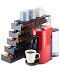 Ultra Slim 5 Point 4 Inch Wide Nespresso Pod Holder Drawer 5 Tier Multi Layer Organizer For Vertuo Pods Holds 100 Pods with coffee machine