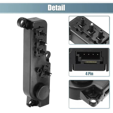 Direct Fit Power Seat Control Switch Replacement For Tesla Model 3 And Model Y 2017 To 2022, black plastic 4 pin switch panel detail.