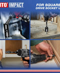 9 Piece Impact Drill Socket Adapter Set With Universal Joint Adapters, 1/4 Inch Hex Shank Wrench Adapters in use.