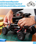 Hobbyist assembling model car using Rotatable Universal Steering Shaft 2mm To 3mm Inner Diameter U Joint Coupling Kit with 2 joints and screws