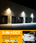 80W LED Wall Pack Outdoor Industrial Dimmable Waterproof Commercial Grade Security Lighting For Warehouses And Parking Lots, Boss Level Brightness, 7600 Lumen Output, 5000K Daylight, IP65 Waterproof, AC120-277V, Ballast Free, Heavy Duty Aluminum Housing showing color temperature options.