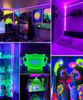 16.4Ft Black Light Strip Kit With USB Plug And Battery Box Two 8.2Ft Strips 300LEDs illuminating room and decorations