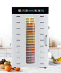 Heavy Duty Electronic Food Dehydrator Featuring Fast And Accurate Temp Control With Trustworthy Twenty Four Hour Timer, stainless steel design with colorful trays.