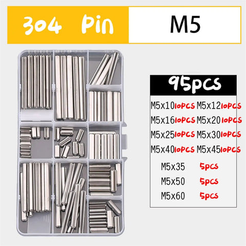 M1.5 M2 M2.5 M3 M4 M5 M6 Elastic Cylindrical Pin Dowel Kit in 304 Stainless Steel for Precise Positioning and Spring Tension assortment