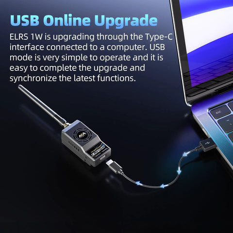 USB update for 2.4GHz ELRS Long Range Module With 1W Transmission Power And Built In Cooling Fan For FPV Drones Open TX Ready