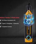Front view of a Lightweight Cordless 3.6V Rotary Tool Kit With 55 Piece Set, showcasing speed settings and Type-C charging.