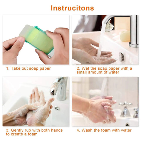 Steps to use On The Go Hand Soap Sheets For Travel And Outdoors, 100 Sheets Biodegradable Plant Based Wash