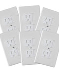 Six white Self-Closing Outlet Covers For Center Screw Outlets, 3 Inches Wide By 4.75 Inches High, 6 Pack Baby Proofing Safety Shields