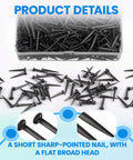 Real Deal One Pound Carton Of Black Upholstery Tacks For Furniture And Stairs Tough As Nails Cut Nails No Fuss Pick For Securing Runners And Quick Fixes visible in a clear plastic carton with sharp pointed heads.