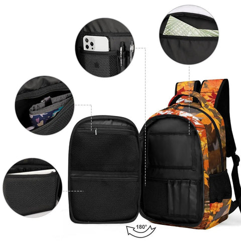 Maple Branch Autumn Cabin Printed Unisex Backpack With Large Capacity Built From Durable Polyester For Everyday School Travel Hiking And Commute