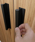 Self Adhesive Edge Finger Pull Door Handle Set Two Pack For Glass Wood Metal And Plastic Surfaces, installed on cabinet