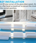 Framed Sliding Shower Door Bottom Guide White For Glass Shower Doors Track Guide Replacement Parts close-up and installed view