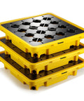 Three Piece Spill Containment Pallet Set With Drain Outlet Heavy Duty 800Kg Capacity Holds One 200L Drum 26.4 X 26.4 Inch Modular Tray