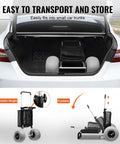 Beach Cart With Balloon Wheels And Large Deck For Sand Heavy Duty Load Up To 165 Pounds Adjustable Height From 27 To 44.7 Inches Folded into car trunk