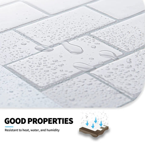 Premium Peel And Stick Tile Backsplash Kit, 12 By 12 Inch Tiles, 10 Pack For Kitchen Walls, Bright White Finish, water-resistant surface