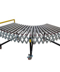 Hefty Expandable Roller Conveyor Adjustable From 47 To 118 Inches Long with stainless steel rollers for easy pallet moving.