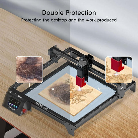 Front view of Longer Honeycomb Laser Bed Kit (15.7 x 15.7 in) installed on a laser engraver with honeycomb surface