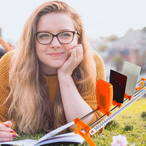 Pro Grade Optical Bench Set For Physics Classrooms Loaded With Heavy Duty Stands Clear Lenses And Bright LED Light Sources For Straight Up Hands On Refraction And Reflection Lessons That Absolutely Slap, shown with student.