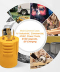Game Changer Generator Power Adapter Converts Live 30 Amp Nema L14 30 Inlet Straight To Simple 20A Wall Sockets for easy EV Charging.