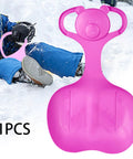 Heavy Duty Snow Sled For Grass And Sand With Handle Downhill Toboggan Luge Sled For Kids And Adults All Terrain Rose Red