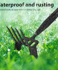 Dual Head Garden Hoe With Adjustable Handle For Weeding And Cultivation, One Side Four Tooth Rake Head, Wet Garden Use