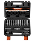 Deep Well Bolt Extractor Set Beefy Sixteen Piece Three Eighths Inch Deep Socket Tools in carrying case, Pro Grade CrMo Steel