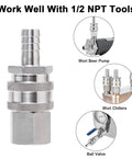 Two Pack Quick Disconnects For Homebrewing 304 Stainless Steel One Half Inch Male FPT To Barb Female Connectors For Wort Transfer