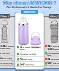 Portable Breast Milk Cooler 12oz With Two Bottles 30 Hours Cold Storage, compact purple design with a food-grade inner bottle.
