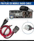 6 Pin 12AWG DC Power Cord With 30A Fuse 1M Short Power Lead For Ham Radios And CB Radios Durable Heavy Duty Cable Compatible With Yaesu FT847 FT857D FT897 TS870 Icom IC740 IC751 Kenwood Alinco DX70 DC77 showing connectors and radio