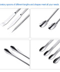 22 Pieces Pro Grade Stainless Steel Lab Spatula Micro Scoop Set For Gel Cap Filler Double Sided Square Head Spatulas For Precise Transfer And Handling In The Lab, stainless steel scoops