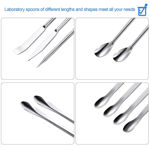 22 Pieces Pro Grade Stainless Steel Lab Spatula Micro Scoop Set For Gel Cap Filler Double Sided Square Head Spatulas For Precise Transfer And Handling In The Lab, stainless steel scoops