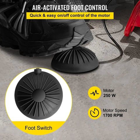 Heavy Duty Electric Drain Auger With Sharp Rotary Blades And Foot Switch For Smashing Backed Up Lines In One To Four Inch Pipes Using Tangle Free Steel Core Snake foot switch for easy motor control.
