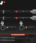 Four Piece Front Inner And Outer Tie Rod End Kit For Dodge Charger Challenger And Chrysler 300 RWD 2011 To 2020 V8 With Competition Suspension Durable Steel For Precise Steering And Easy Install, shown parts