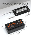 Heavy Duty 300A Bus Bar With Four M8 Studs Power Distribution Block For 48V DC Battery Systems Plug And Play dimensions diagram