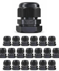 Three Quarter Inch NPT Strain Relief Heavy Duty Nylon Cord Grip Cable Glands Black Plastic Grommets Pack Of 20