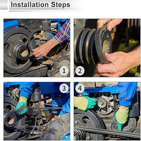 Installation steps demonstrating Heavy Duty 134T Drive Belt For Harley Davidson Motorcycle Engine Replacement 24mm Rubber.