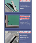 Heavy Duty Fire Rated Hidden Access Door With Paintable Gypsum Panel And Aluminum Frame showing zinc alloy handle, moisture-proof gypsum board, and plastic sealing ring.