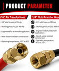 High End 15 FT Air And Fluid Hose Set Built For Spray Guns And Paint Pressure Pot Tanks Pro Grade 3 8 Inch Air Line end fittings