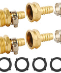 Brass Garden Hose Repair Kit 2 Pack With Clamps 1/2 Inch Barb To 3/4 Inch GHT Adapters Fits 1/2 Inch Hoses Durable Fittings And Rubber Gasket Included For A Quick No Fuss Outdoor Water Hose Fix