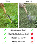 Comparison of heavy duty garden tools with stainless steel hand tools and wooden handles, including benefits and durability differences.