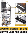 Garage Fishing Rod Holder System With Pegboard Hooks, Holds Up To 12 Rods, Rolling Tackle Cart With Wheels, 3-Tier Gear Storage